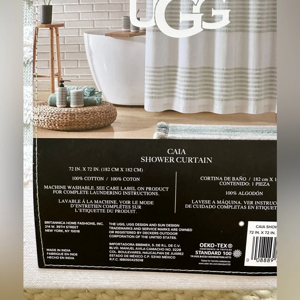 NWT $95 UGG shower curtain CAIA 72